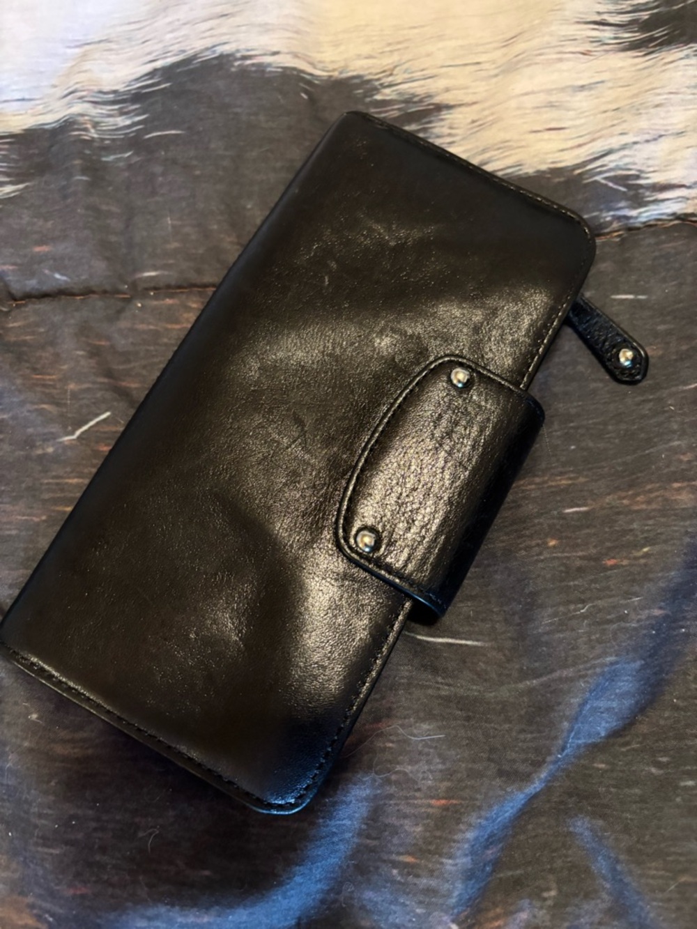 Coach Black Leather Clutch Wallet with Signature Plaque - Picture 2 of 6
